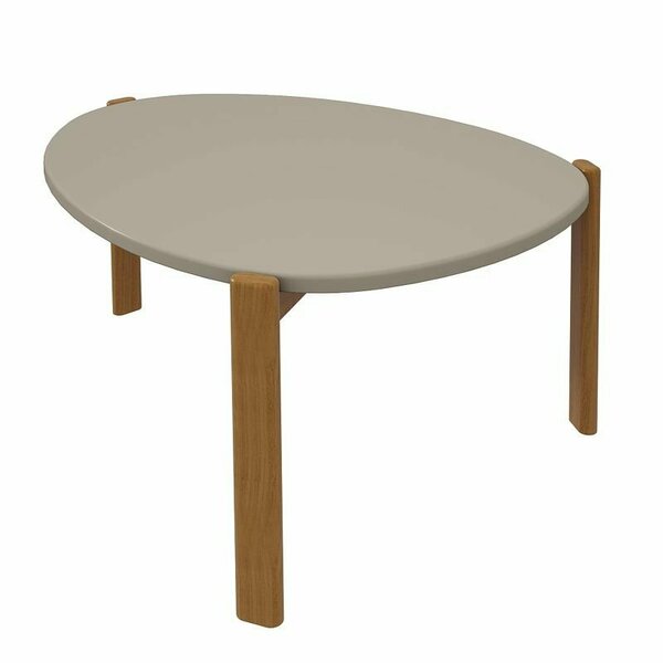 Manhattan Comfort Mid-Century Modern Gales Coffee Table with Solid Wood Legs in Greige CT-82735-OW